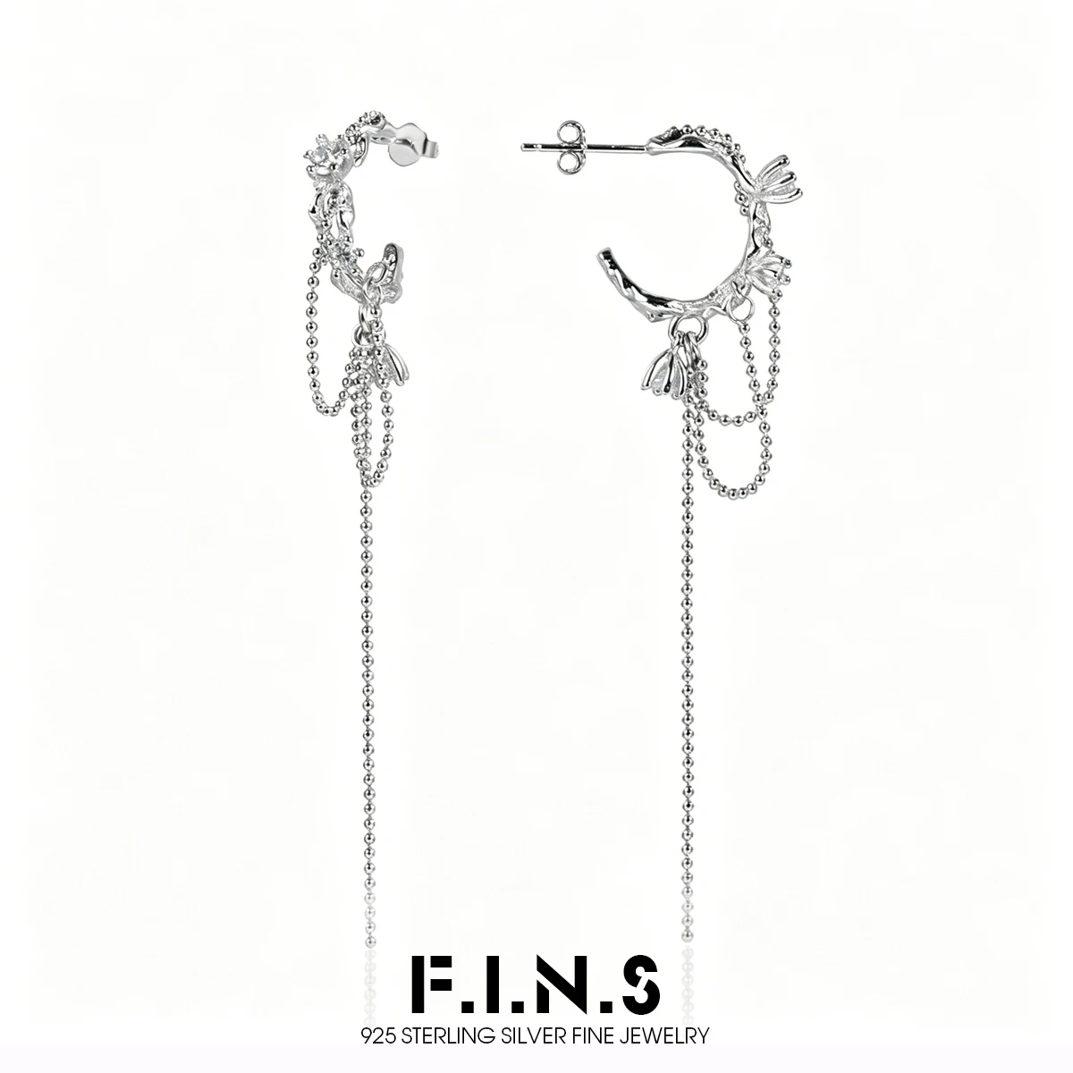 F.I.N.S Original S925 Sterling Silver Vine-Shaped Drop Earrings Personalized Hanging Bead Chain Zirconia Fashion Fine Jewelry
F.I.N.S Original S925 Sterling Silver Vine-Shaped Drop Earrings Personalized Hanging Bead Chain Zirconia Fashion Fine Jewelry
