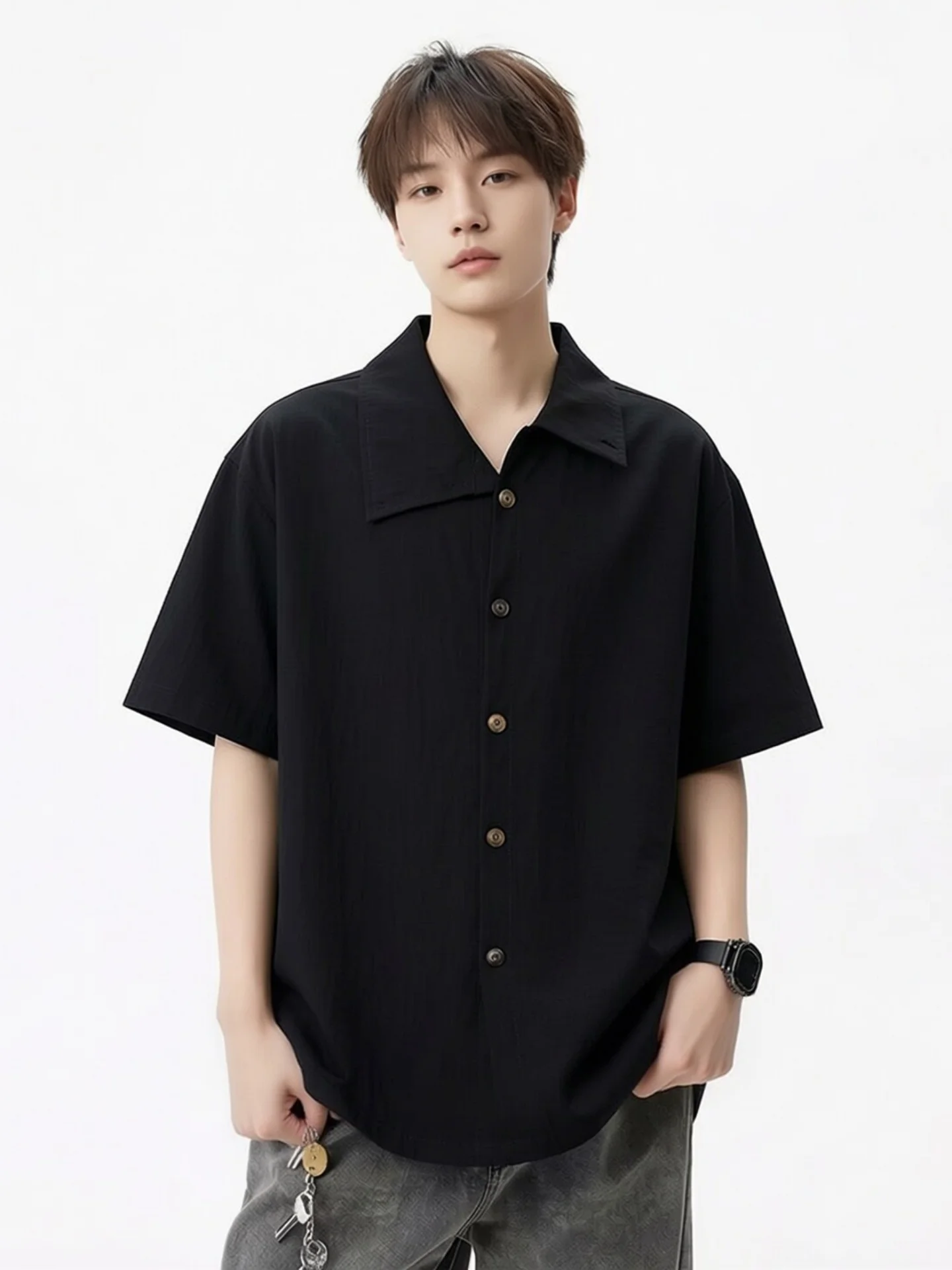 Loose Fit Men's Short Sleeve Shirt Linen Blend Summer Casual Style Stand Collar Button up Ice Sensation Fashionable Top
Loose Fit Men's Short Sleeve Shirt Linen Blend Summer Casual Style Stand Collar Button up Ice Sensation Fashionable Top