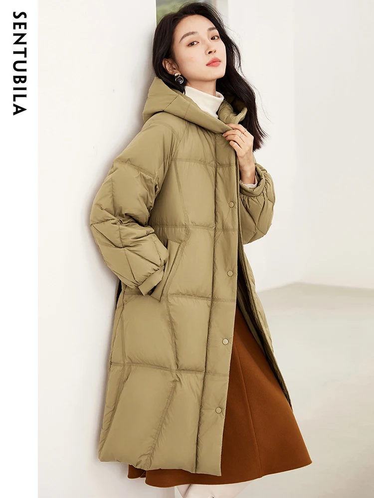 Женское роскошное пуховое пальто SENTUBILA цвета хаки с капюшоном и поясом, длинное стеганое пуховое пальто, теплая зимняя элегантная куртка, верхняя одежда W44Y58448X
Женское роскошное пуховое пальто SENTUBILA цвета хаки с капюшоном и поясом, длинное стеганое пуховое пальто, теплая зимняя элегантная куртка, верхняя одежда W44Y58448X