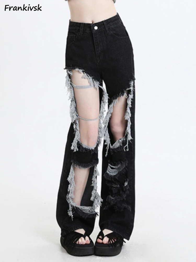 Hole Jeans Women Summer European Style Hollow Out Ripped Do Old Solid Leisure Trendy High Street All-match Y2k Streetwear Gothic
Hole Jeans Women Summer European Style Hollow Out Ripped Do Old Solid Leisure Trendy High Street All-match Y2k Streetwear Gothic