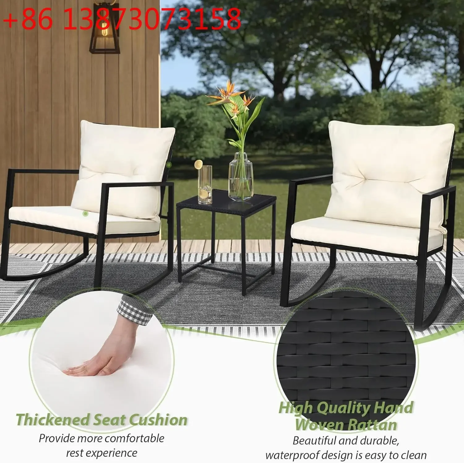 -Hot Sale PE Rattan Metal Frame High Quality Rocking Chair with Table for Indoor Outdoor Garden Resort Hotel
-Hot Sale PE Rattan Metal Frame High Quality Rocking Chair with Table for Indoor Outdoor Garden Resort Hotel