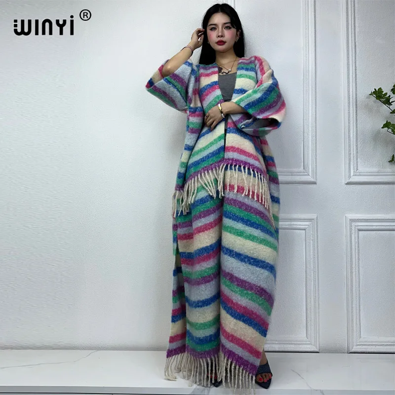 WINYI winter catwalk coat for women stripe print tassel Luxury Long Fur Loose OverCoat Thick Warm long down coat fashion jacket
WINYI winter catwalk coat for women stripe print tassel Luxury Long Fur Loose OverCoat Thick Warm long down coat fashion jacket