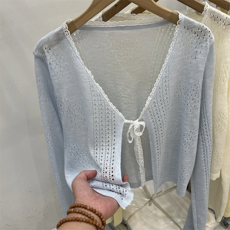 2026 Summer Thin Wrap Shoulder Sun Protection Outerwear Women's Knitted Cardigan V-Neck Long Sleeve Short Length Tie-Band Design
2026 Summer Thin Wrap Shoulder Sun Protection Outerwear Women's Knitted Cardigan V-Neck Long Sleeve Short Length Tie-Band Design