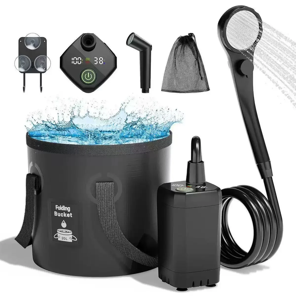 Outdoor Showerhead Outdoor Bathing Artifact Camping Car Wash Showerhead Electric Showerhead with 20L Bucket
Outdoor Showerhead Outdoor Bathing Artifact Camping Car Wash Showerhead Electric Showerhead with 20L Bucket