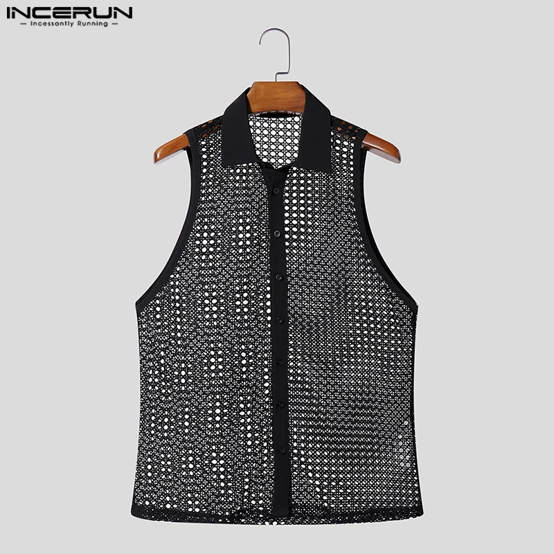 INCERUN 2025 Men's Shirt Lapel Sleeveless Button Mesh Hollow Out Sexy Male Shirts Streetwear Summer See Through Men Clothing
INCERUN 2025 Men's Shirt Lapel Sleeveless Button Mesh Hollow Out Sexy Male Shirts Streetwear Summer See Through Men Clothing
