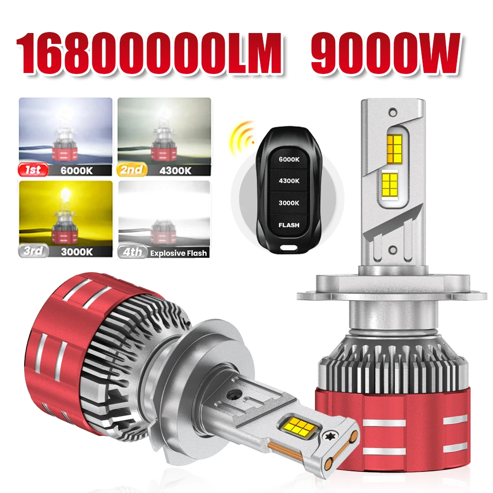 9000W H7 LED Headlights with H1 H4 H11 9005 9006 9012 6000K 4300K 3000K Three Color Remote Control for Car Headlights Lights
9000W H7 LED Headlights with H1 H4 H11 9005 9006 9012 6000K 4300K 3000K Three Color Remote Control for Car Headlights Lights