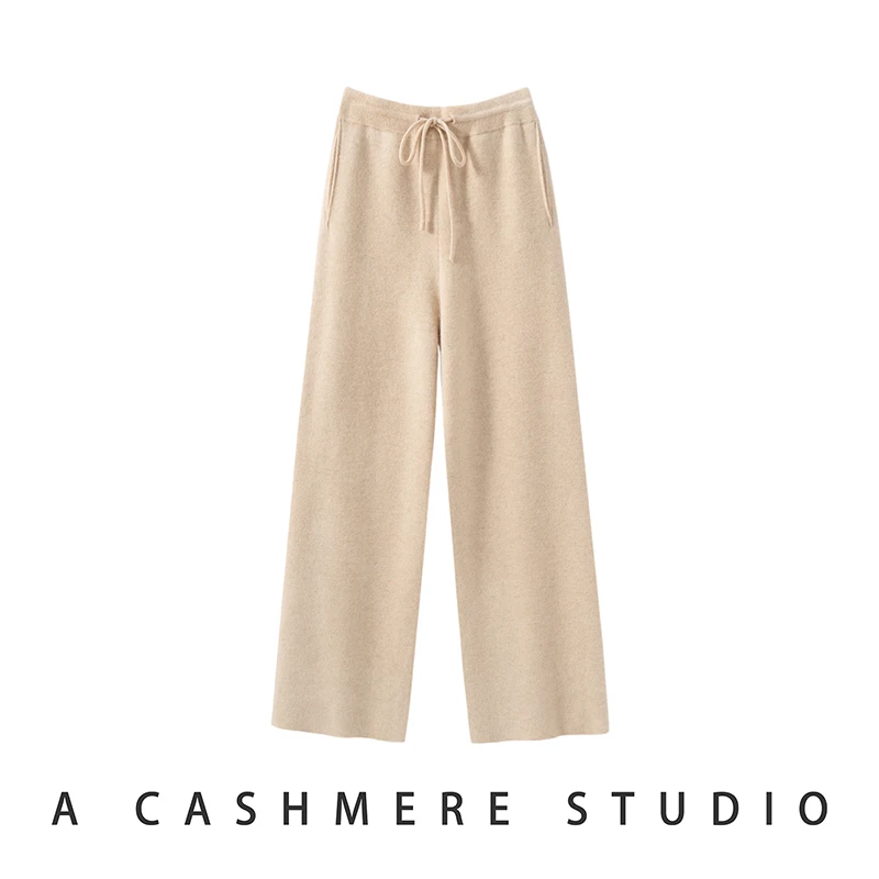 Autumn Winter Women's 100% Cashmere Pants Thicken Wide Leg Pants Casual Simple Style Office Lady Soft Warm Cashmere Knit Pants
Autumn Winter Women's 100% Cashmere Pants Thicken Wide Leg Pants Casual Simple Style Office Lady Soft Warm Cashmere Knit Pants