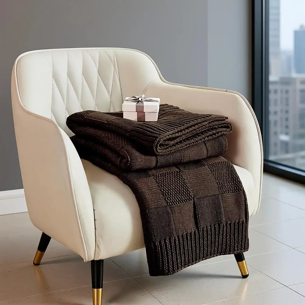 60x80 Brown Checkered Knit Throw Blanket for Cozy Living Room & Sofa, Perfect for Christmas Season
60x80 Brown Checkered Knit Throw Blanket for Cozy Living Room & Sofa, Perfect for Christmas Season