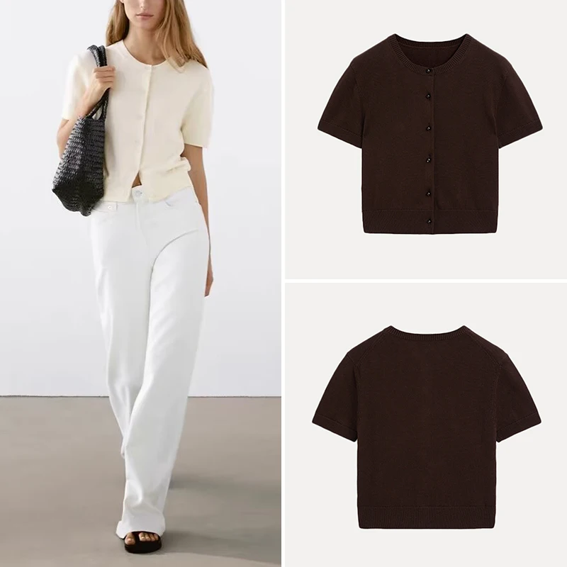 MD Women's Summer 2025 Commute Style Knitted round Neck Open Cardigan Elegant Personality Polyester Fiber Short Sleeve
MD Women's Summer 2025 Commute Style Knitted round Neck Open Cardigan Elegant Personality Polyester Fiber Short Sleeve