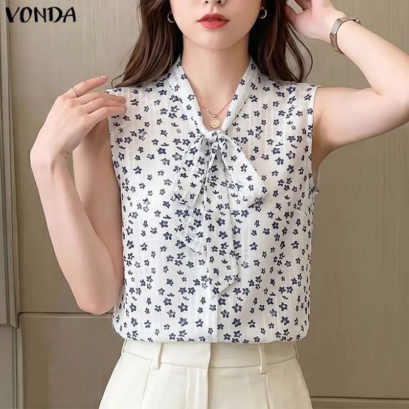 VONDA Elegant See-through Sleeveless Summer Tops Women Floral Print Blouses Lace-up Blouse V Neck Tee Transparent Blusas
VONDA Elegant See-through Sleeveless Summer Tops Women Floral Print Blouses Lace-up Blouse V Neck Tee Transparent Blusas