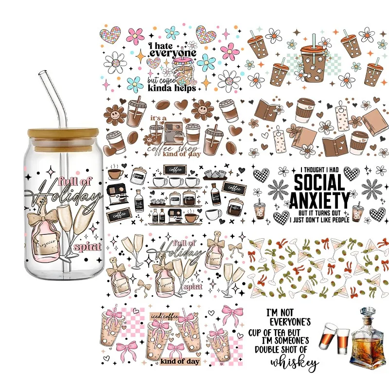 Drink Design UV DTF 3D 16oz Wraps Cup Glass Cup Transfer Sticker Wine Cartoon High Quality Waterproof Decals
Drink Design UV DTF 3D 16oz Wraps Cup Glass Cup Transfer Sticker Wine Cartoon High Quality Waterproof Decals
