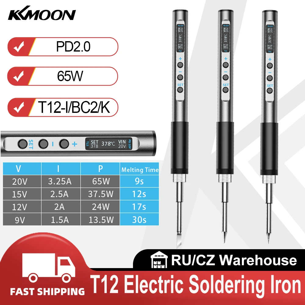 PTS100 T12 PD 65W Smart Electric Soldering Iron Solder Welding Station CNC Metal Body OLED Display Temperature Adjustable Type-C
PTS100 T12 PD 65W Smart Electric Soldering Iron Solder Welding Station CNC Metal Body OLED Display Temperature Adjustable Type-C