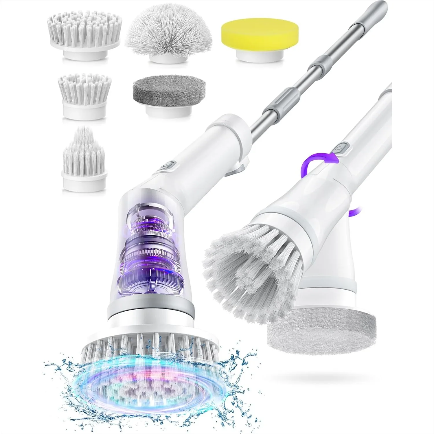 Electric Spin Scrubber Cordless Shower Scrubber with 6 Brush Heads, 2H Dual Speed, IPX7 Waterproof Extension Handle for Bathroom
Electric Spin Scrubber Cordless Shower Scrubber with 6 Brush Heads, 2H Dual Speed, IPX7 Waterproof Extension Handle for Bathroom