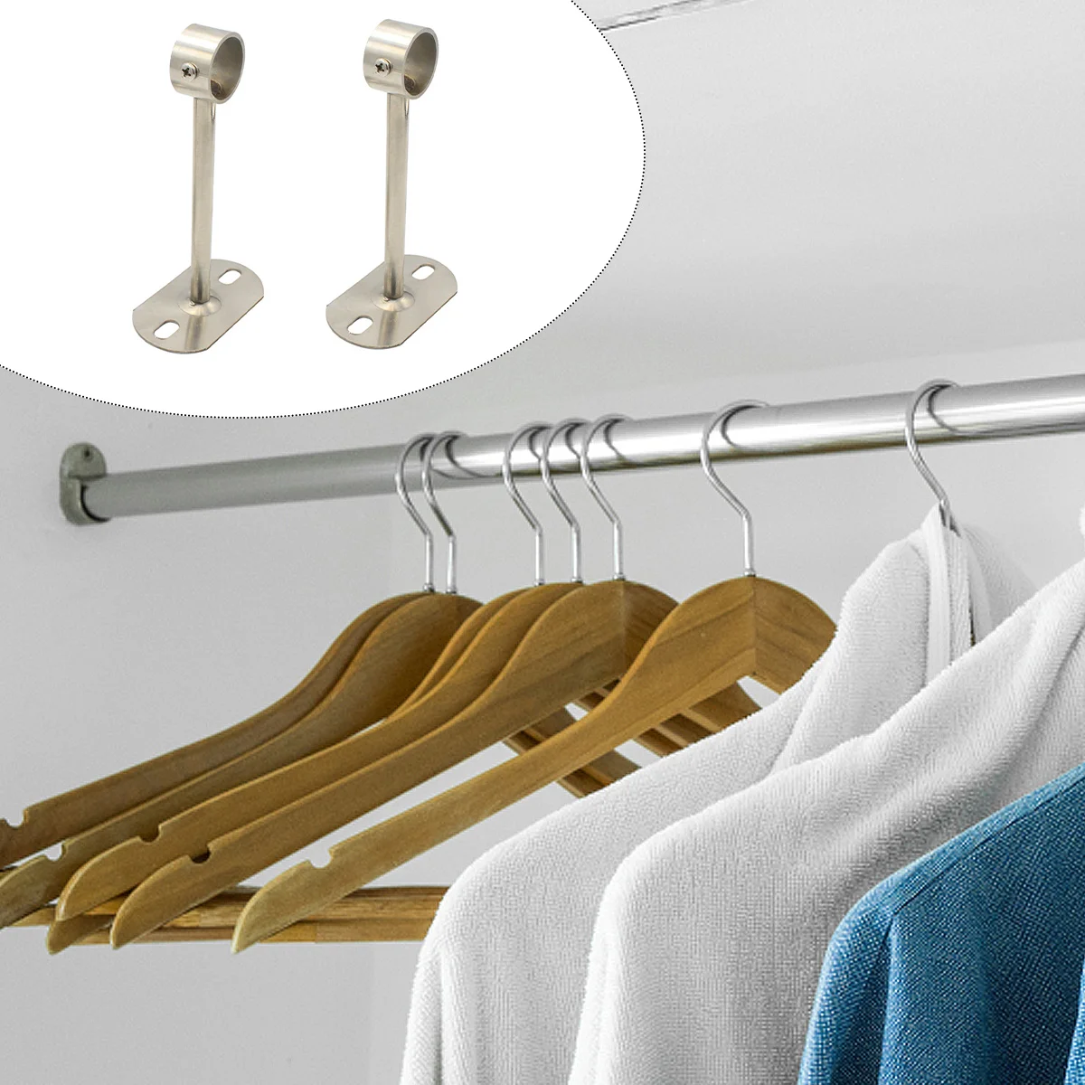 2Pcs Stainless Steel Curtain Holders Heavy Duty Closet Support Bracket Wall Mount Shower Universal SocketCloset Rod Holder
2Pcs Stainless Steel Curtain Holders Heavy Duty Closet Support Bracket Wall Mount Shower Universal SocketCloset Rod Holder