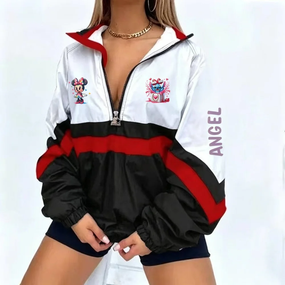 Street style contrasting color splicing half open windproof jacket with letter print loose sports jacket, casual and versatile
Street style contrasting color splicing half open windproof jacket with letter print loose sports jacket, casual and versatile