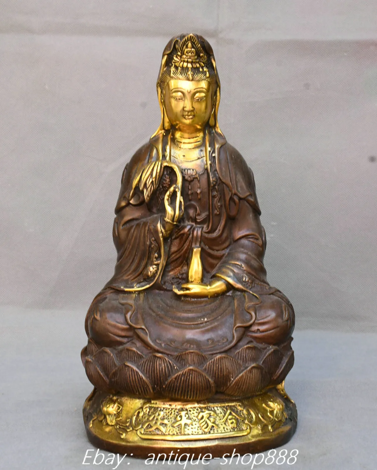 11 inch Old Chinese Dynasty Pure Bronze Gold Plated Guanyin Bodhi Watt Muse Statue -
11 inch Old Chinese Dynasty Pure Bronze Gold Plated Guanyin Bodhi Watt Muse Statue -