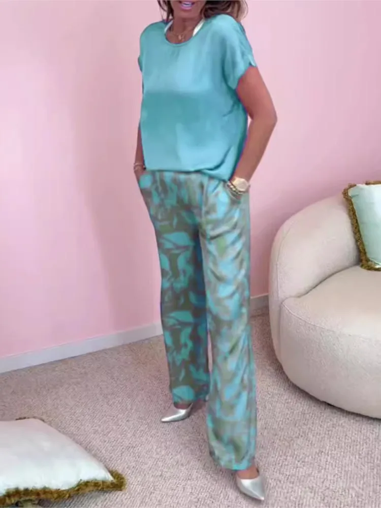 Fashion Boho Print Set Lady Casual O Neck Short Sleeve Pullover Tops+High Waist Long Pants Two Piece Sets For Women Summer New
Fashion Boho Print Set Lady Casual O Neck Short Sleeve Pullover Tops+High Waist Long Pants Two Piece Sets For Women Summer New