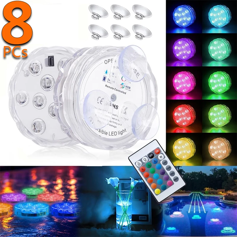 Waterproof Underwater Light, Submersible LED Lights, with Remote Control, Hot Tub Lamp 16 Colors Changing Shower Lamps
Waterproof Underwater Light, Submersible LED Lights, with Remote Control, Hot Tub Lamp 16 Colors Changing Shower Lamps