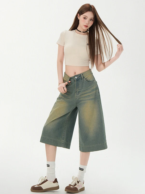 Retro American Washed Wide Leg Jeans Loose Fit 7/8 Length Frayed Vintage Style Summer New Arrival Ladies Jeans
Retro American Washed Wide Leg Jeans Loose Fit 7/8 Length Frayed Vintage Style Summer New Arrival Ladies Jeans