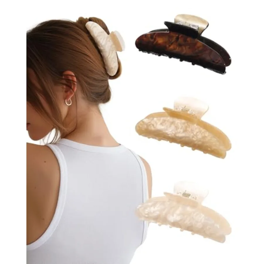 Hair claw clips for daily styling, acrylic material, black color, non-slip strong hold for thin and thick hair
Hair claw clips for daily styling, acrylic material, black color, non-slip strong hold for thin and thick hair