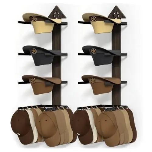 Sturdy Wall-Mounted Cowboy Hat Organizer With Dual Vertical Racks For Western Style Hat Storage And Decorative Display
Sturdy Wall-Mounted Cowboy Hat Organizer With Dual Vertical Racks For Western Style Hat Storage And Decorative Display