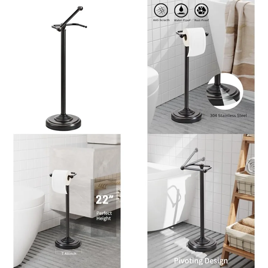 Toilet Paper Holder Stand, Tet Paper Holder Free Standing, Post Pivoting Design and Stable Weighted Base SUS304 Stainless Steel
Toilet Paper Holder Stand, Tet Paper Holder Free Standing, Post Pivoting Design and Stable Weighted Base SUS304 Stainless Steel