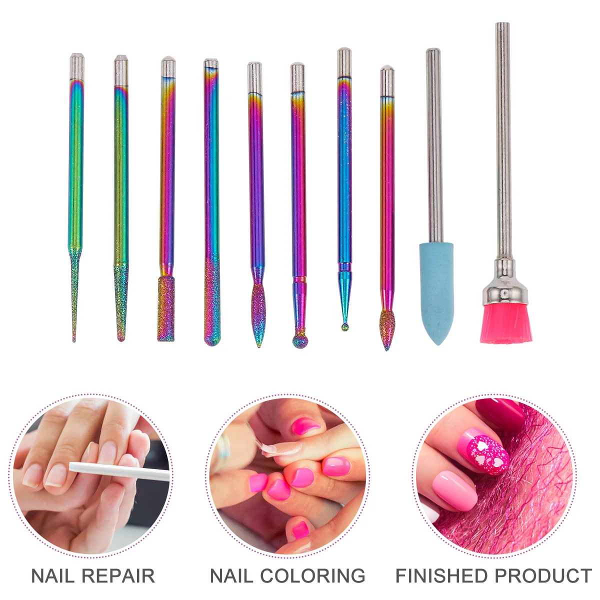 10Pcs Manicure Drill Bits Professional Nail Grinding Heads Set for Electric File Machine Polish Cut Clean Sidewall Undernail
10Pcs Manicure Drill Bits Professional Nail Grinding Heads Set for Electric File Machine Polish Cut Clean Sidewall Undernail