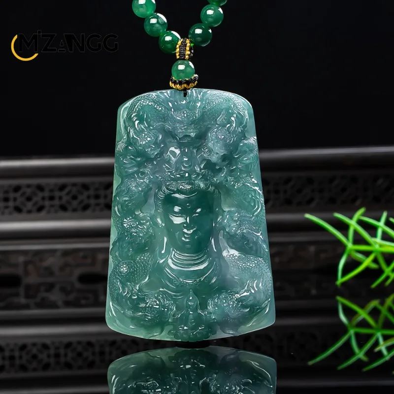 Natural Jadeite Blue Water Nine-Dragon Guanyin Pendant Exquisitely Carved High-Quality Ice-Type Jade Necklace Unisex Charm Gift
Natural Jadeite Blue Water Nine-Dragon Guanyin Pendant Exquisitely Carved High-Quality Ice-Type Jade Necklace Unisex Charm Gift