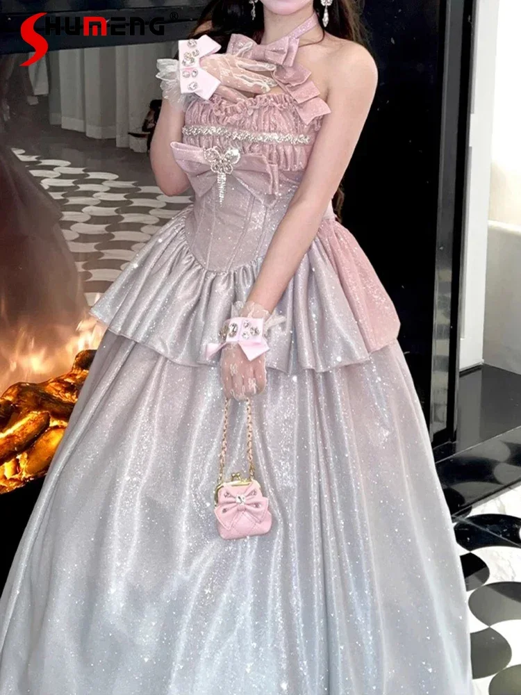 High-end Elegant Gorgeous Princess Banquet Dresses Sexy Neck Off Shoulder Backless 3D Bow Diamond Shiny Lolita Long Dress Women
High-end Elegant Gorgeous Princess Banquet Dresses Sexy Neck Off Shoulder Backless 3D Bow Diamond Shiny Lolita Long Dress Women