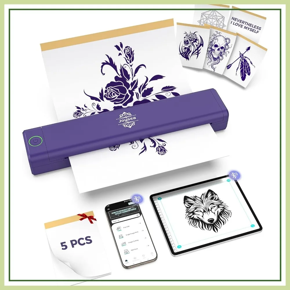 Wireless Bluetooth Thermal Tattoo Stencil Printer Kit with 5 Transfer Papers, Inkless, Support Android/iOS/Windows/MacOS, Easy APP, for Beginner & Studio
Wireless Bluetooth Thermal Tattoo Stencil Printer Kit with 5 Transfer Papers, Inkless, Support Android/iOS/Windows/MacOS, Easy APP, for Beginner & Studio