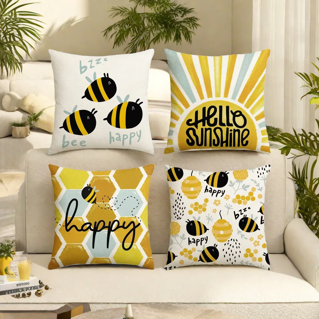 Simple Style Sofa Cushion Set Cartoon Bee Sofa Cushion Practical Versatile Linen Pillow Case Pillow for Sofa Home Decor 4Pcs
Simple Style Sofa Cushion Set Cartoon Bee Sofa Cushion Practical Versatile Linen Pillow Case Pillow for Sofa Home Decor 4Pcs