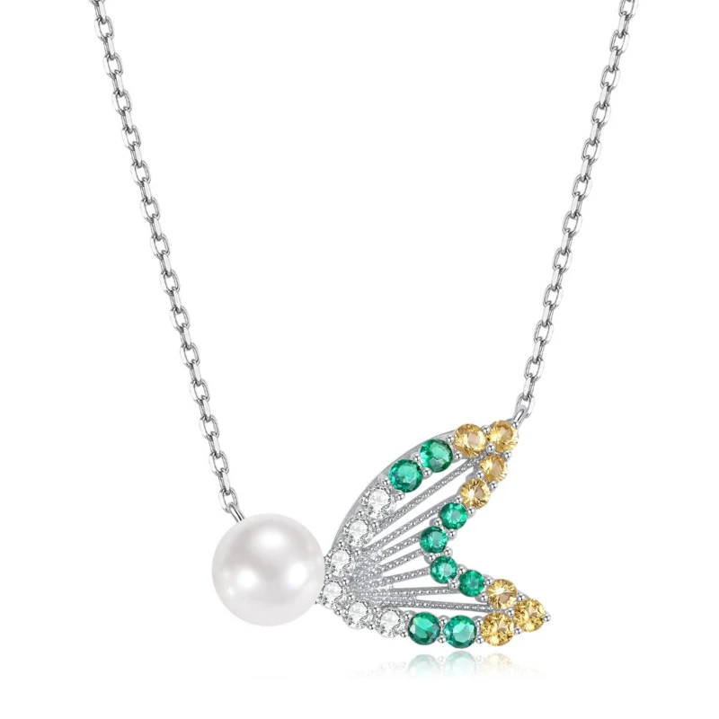 Original Fish Tail Necklace with Colored Diamond Necklace Plated with White Gold Locking Chain
Original Fish Tail Necklace with Colored Diamond Necklace Plated with White Gold Locking Chain