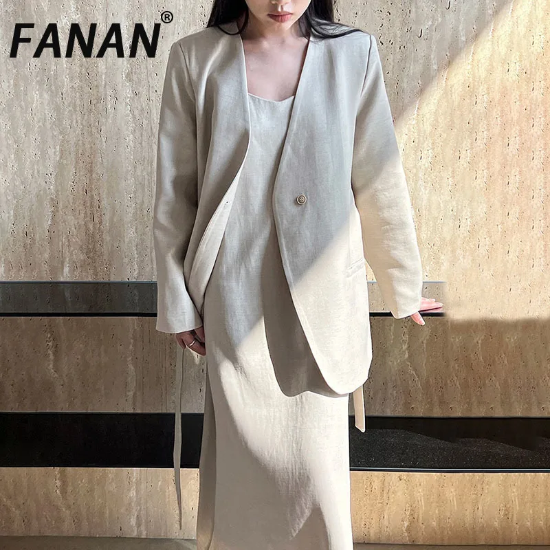FANAN Fashion 2 Piece Set Women's V Neck Lace-up Gathered Waist Blazers+fit Strap Dress Office Lady Suits 2025 Spring New
FANAN Fashion 2 Piece Set Women's V Neck Lace-up Gathered Waist Blazers+fit Strap Dress Office Lady Suits 2025 Spring New
