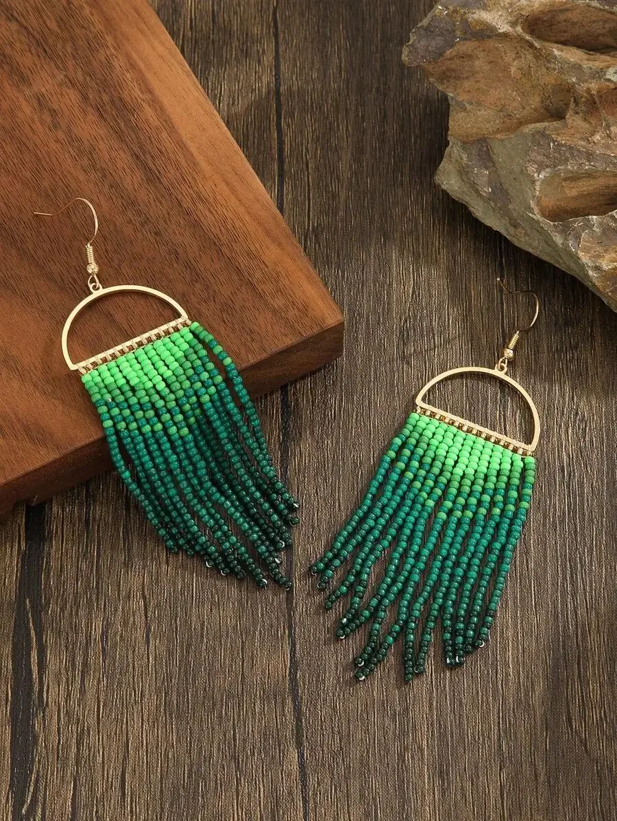 Handmade Beaded Boho Ombre Tassel Drop Earrings For Women
Handmade Beaded Boho Ombre Tassel Drop Earrings For Women