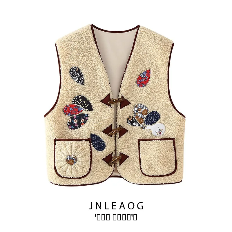 JNLEAOG Faionable Patchwork Lamb Fur Vest Women's Autumn New Sle V-ne Polyester Fiber Versatile Faion Design Sense
JNLEAOG Faionable Patchwork Lamb Fur Vest Women's Autumn New Sle V-ne Polyester Fiber Versatile Faion Design Sense