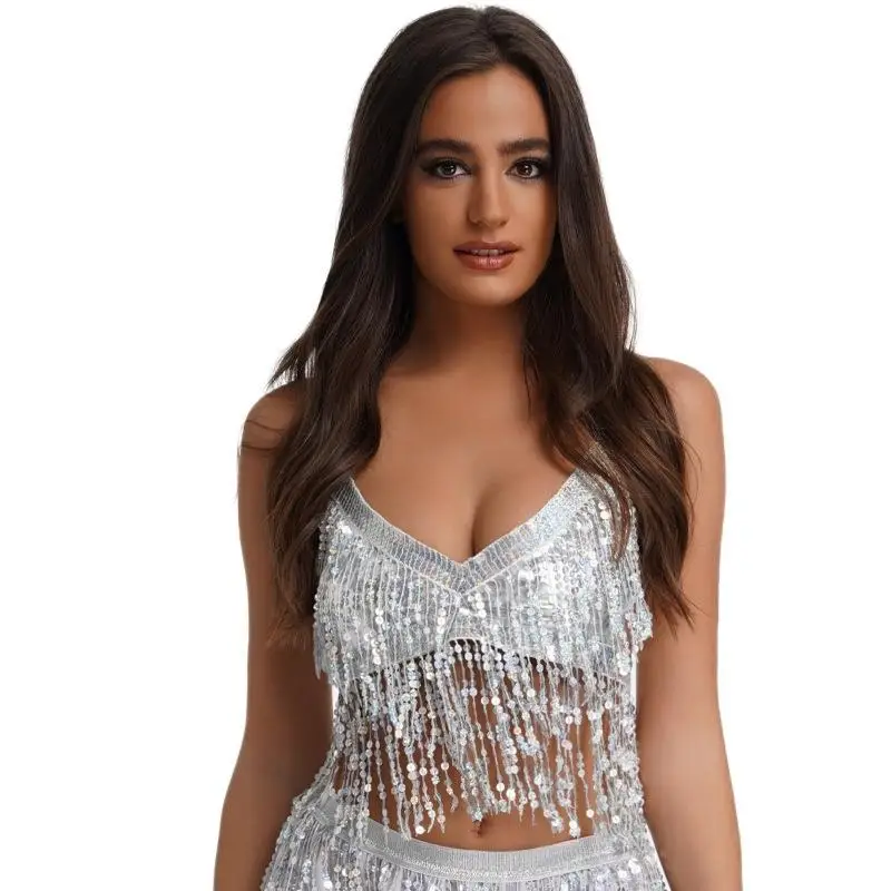 Halloween Sequin Performance Top Belly Dance Tassel Party Bra Club Stage Performance Costume Women's Traditional National Wear
Halloween Sequin Performance Top Belly Dance Tassel Party Bra Club Stage Performance Costume Women's Traditional National Wear