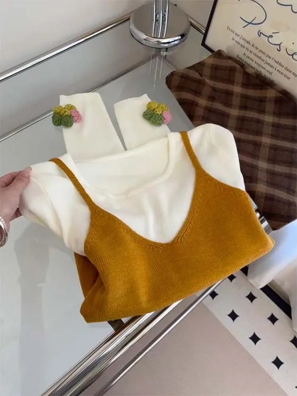 Dopne American Sle Long Sve Knitted Top Layering Vest Autumn Winter Gentle Girl Feeling Commute Sle Regular Fit
Dopne American Sle Long Sve Knitted Top Layering Vest Autumn Winter Gentle Girl Feeling Commute Sle Regular Fit