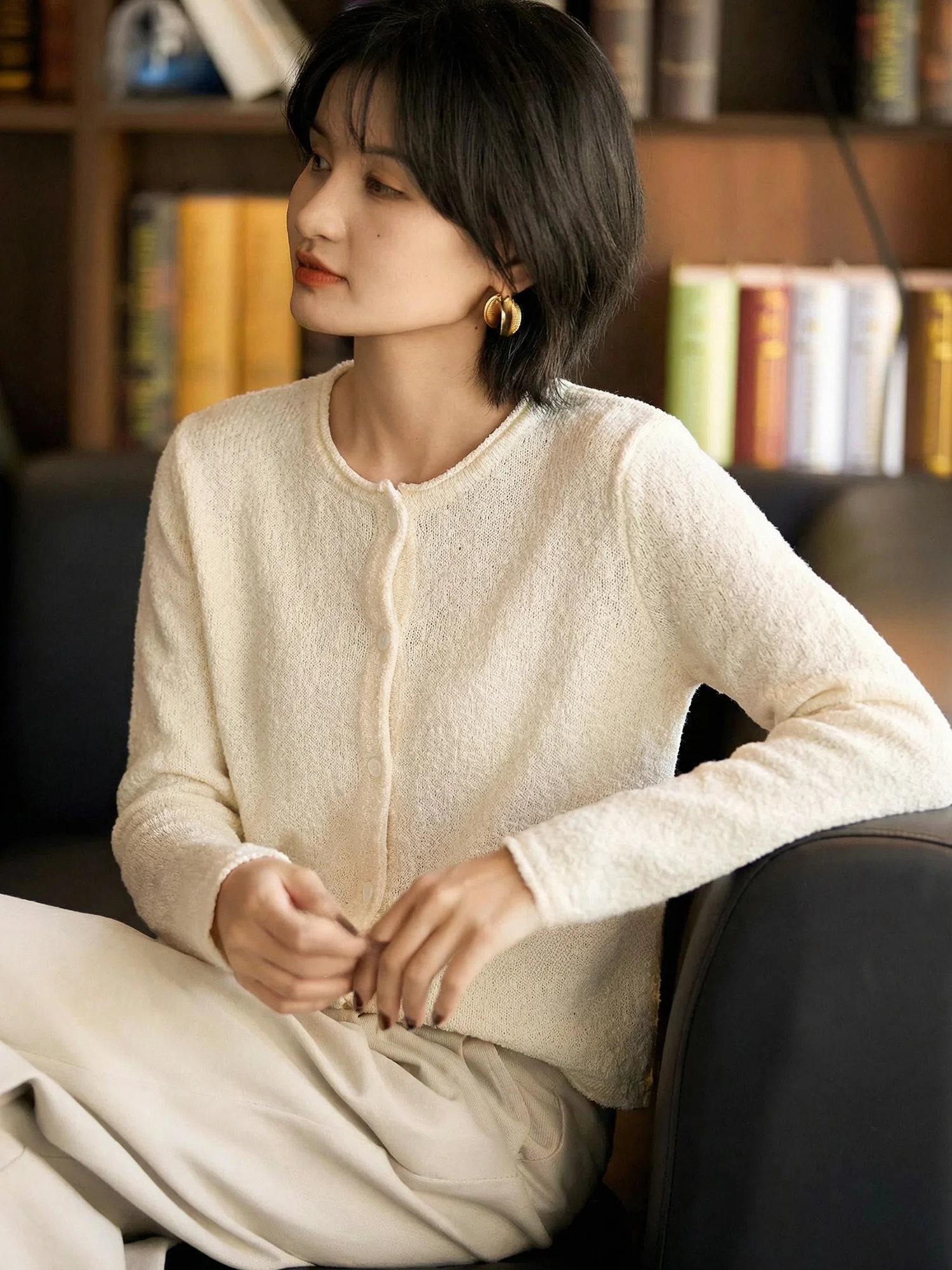 Chivirin Silk Camere Knitted Cardigan Women's round Ne Open Front Spring 2026 White Sweater Jaet Soft French Sle
Chivirin Silk Camere Knitted Cardigan Women's round Ne Open Front Spring 2026 White Sweater Jaet Soft French Sle