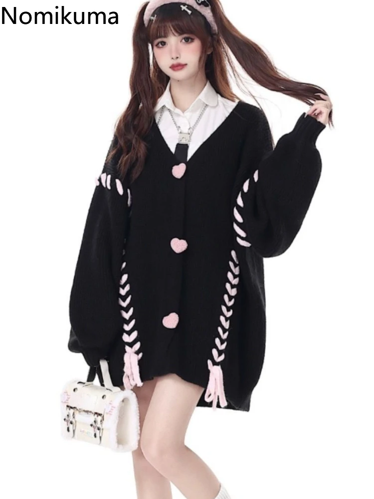 Oversized Cardigan Tops Women Clothing Preppy Style V-neck Bandage Sueter Mujer Fashion Knit Japanese Sweater Jackets Pull Femme
Oversized Cardigan Tops Women Clothing Preppy Style V-neck Bandage Sueter Mujer Fashion Knit Japanese Sweater Jackets Pull Femme