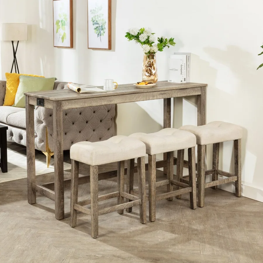4Piece Bar Table Set with Power Outlet Dining Bar Table and Chairs Set Bar Table Set with 3 Padded Stools for Living Room Dinin
4Piece Bar Table Set with Power Outlet Dining Bar Table and Chairs Set Bar Table Set with 3 Padded Stools for Living Room Dinin