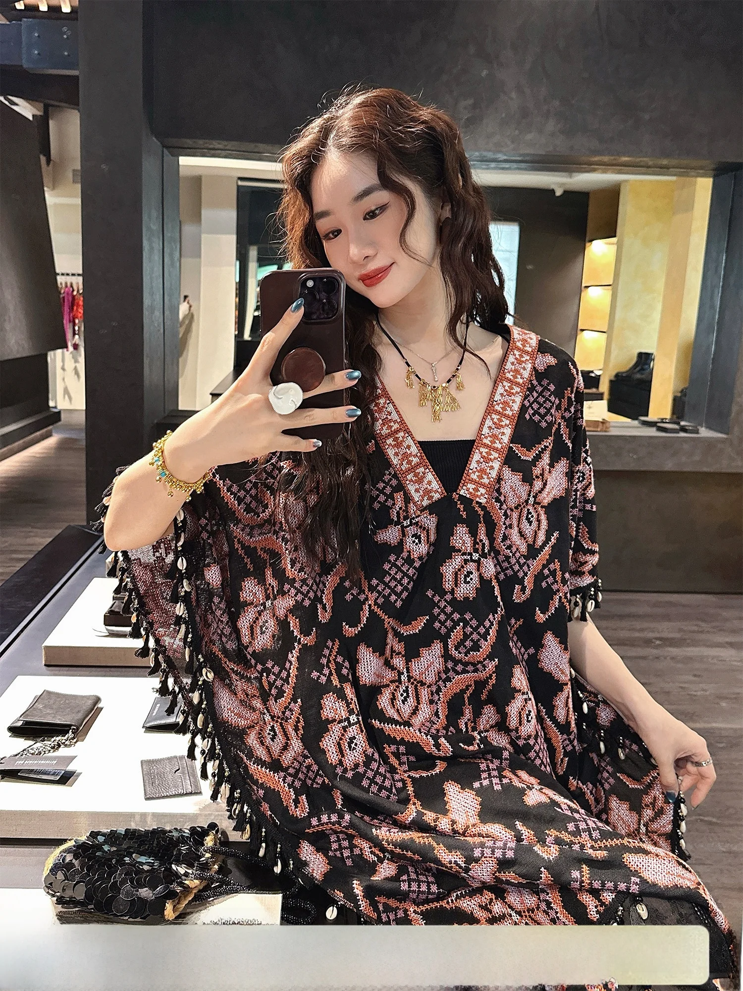 Sanji Bla Flower Tassel Trim High Densi Embroidery Women's irt Unique Beautiful Cotton Knitted Top Commute Sle Loose Fit
Sanji Bla Flower Tassel Trim High Densi Embroidery Women's irt Unique Beautiful Cotton Knitted Top Commute Sle Loose Fit