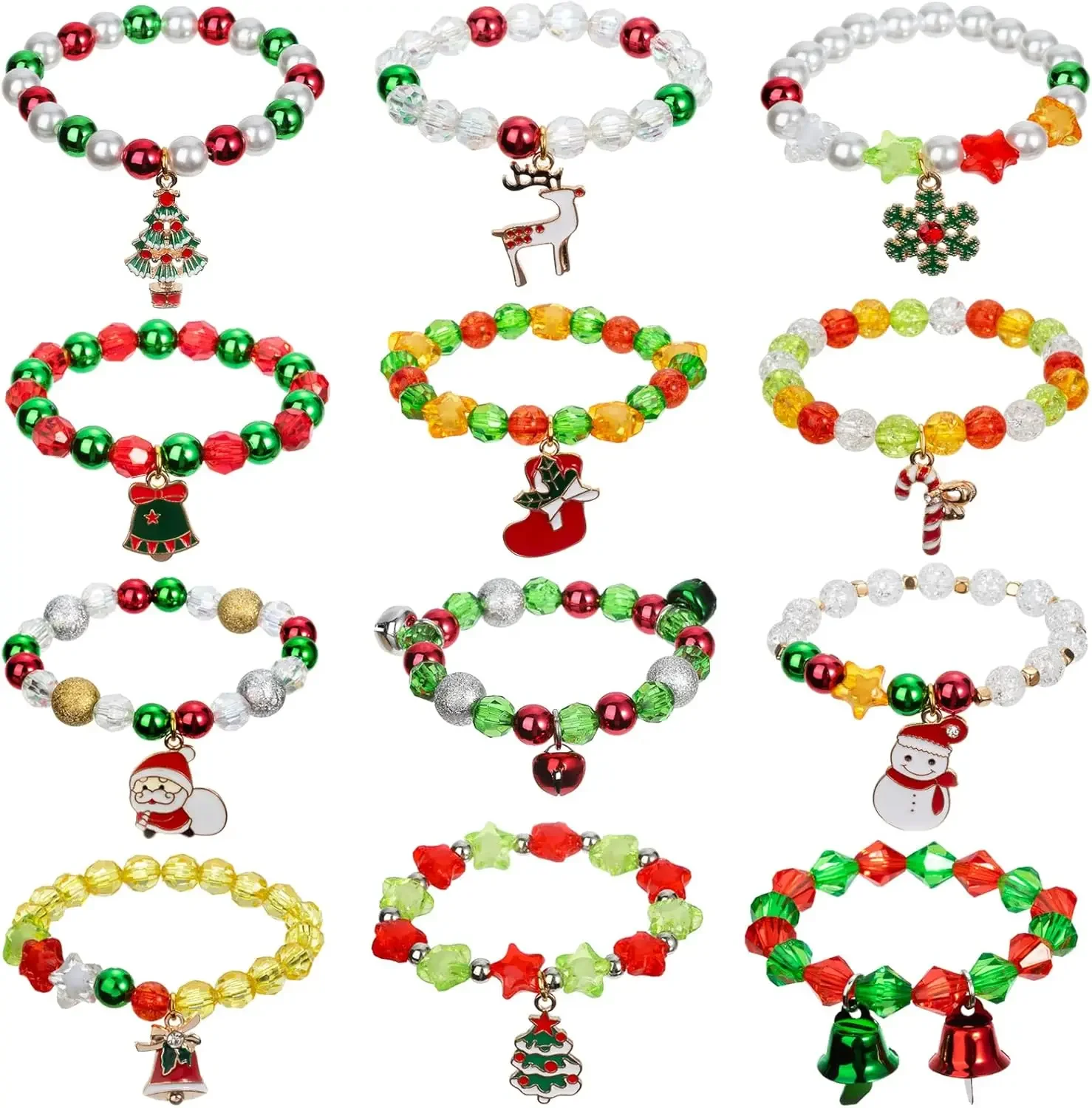 Fashion Colorful Acrylic Beaded Bracelets Green Tree Snowflake Snowman Bell Tassel Bracelet for Women Christmas Party Jewelry
Fashion Colorful Acrylic Beaded Bracelets Green Tree Snowflake Snowman Bell Tassel Bracelet for Women Christmas Party Jewelry