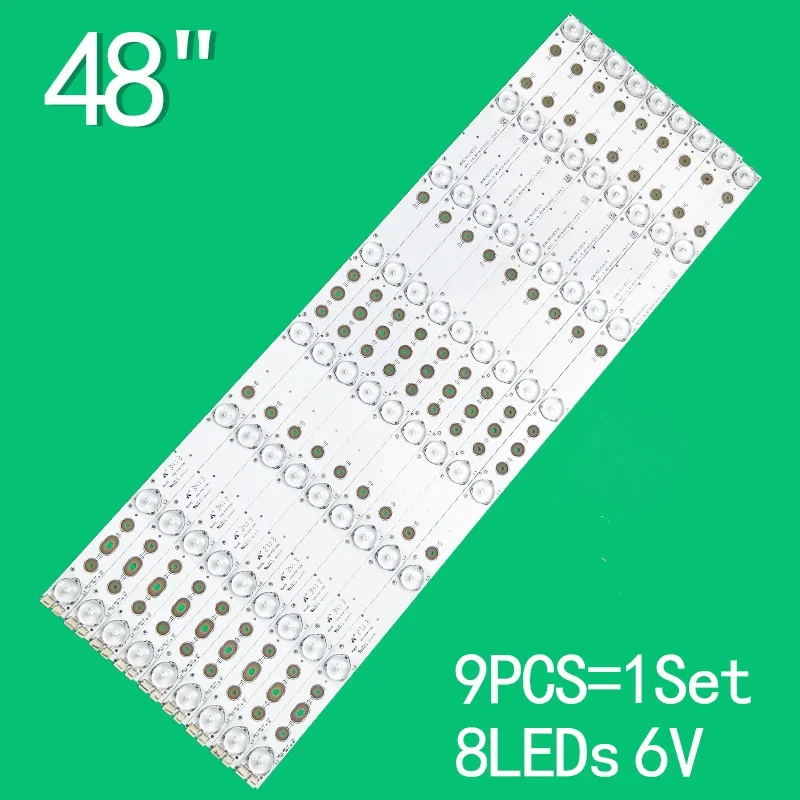 Комплект из 9 светодиодных лент для TCL L48F3390A L48F3320-3D LED48C910DJ L48F3310-3D LVF480SDAL 4C-LB4808-YH1 48D3506V2W8C1B53417M
Комплект из 9 светодиодных лент для TCL L48F3390A L48F3320-3D LED48C910DJ L48F3310-3D LVF480SDAL 4C-LB4808-YH1 48D3506V2W8C1B53417M
