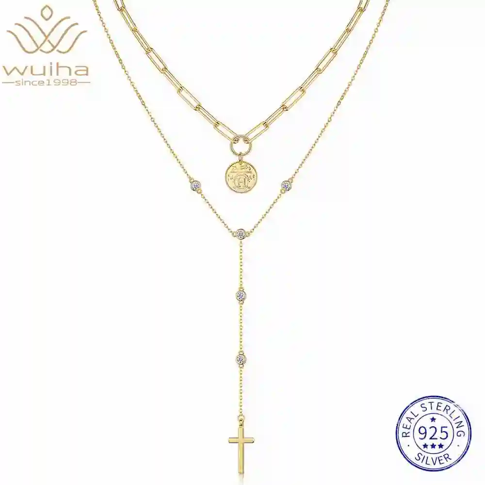WUIHA 100% 925 Sterling Silver VVS D Color Real GRA Moissanite Diamonds Cross Pendant Layered Necklace Pass Test Fine Jewelry
WUIHA 100% 925 Sterling Silver VVS D Color Real GRA Moissanite Diamonds Cross Pendant Layered Necklace Pass Test Fine Jewelry