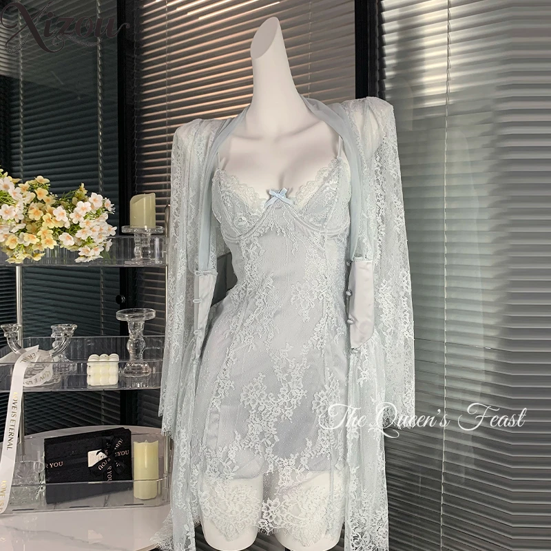 Lace Suspender Nightgowns Mesh Hollow Night Dress Female Summer Women's Sexy Nightdress 2025 New Fashion Sleepshirts
Lace Suspender Nightgowns Mesh Hollow Night Dress Female Summer Women's Sexy Nightdress 2025 New Fashion Sleepshirts