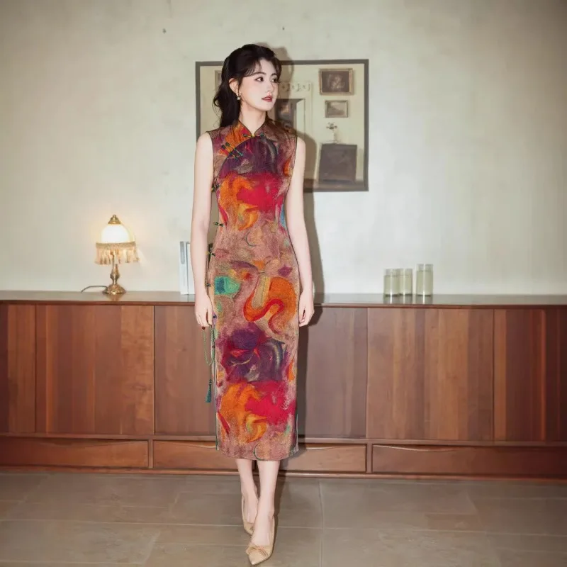 Hong Kong Style Sleeveless Long Cheongsam Spring Summer Improved Chinese Qipao
Hong Kong Style Sleeveless Long Cheongsam Spring Summer Improved Chinese Qipao
