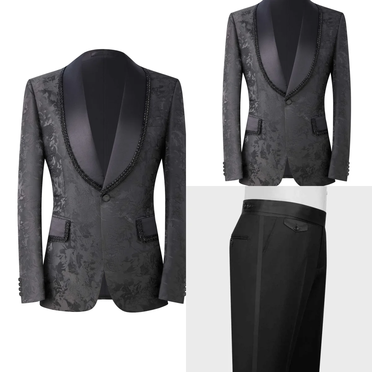 Business Wedding Tuxedos Jacquard 2 Piece Set Jacket Pant Shawl Lapel Men Suits Designer Beaded Groom Wear Party Suit Customized
Business Wedding Tuxedos Jacquard 2 Piece Set Jacket Pant Shawl Lapel Men Suits Designer Beaded Groom Wear Party Suit Customized