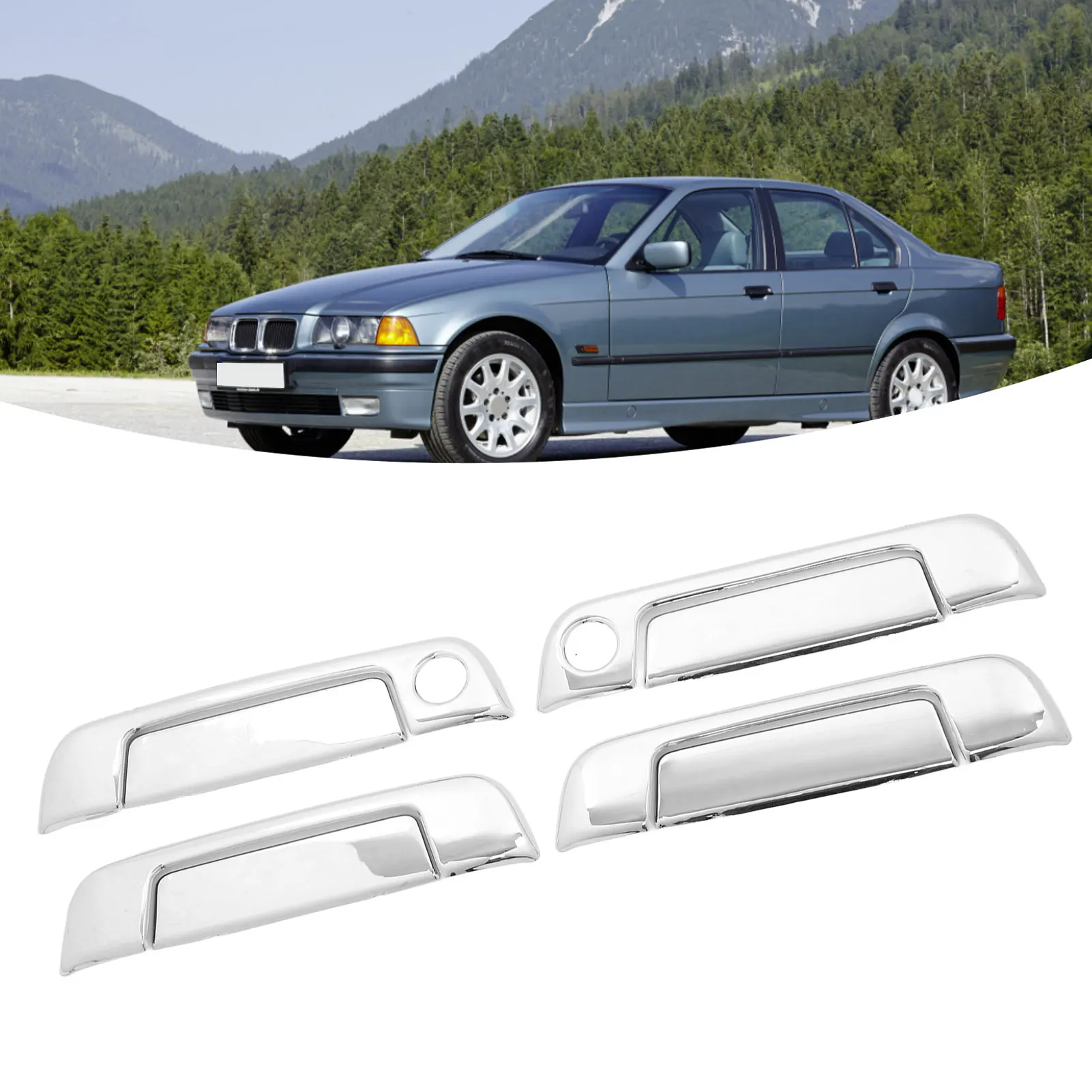 Outside Door Handle Protector 4 Sets Exterior Door Handle Cover ABS Chrome Weatherproof Replacement for E32 E34 E36
Outside Door Handle Protector 4 Sets Exterior Door Handle Cover ABS Chrome Weatherproof Replacement for E32 E34 E36