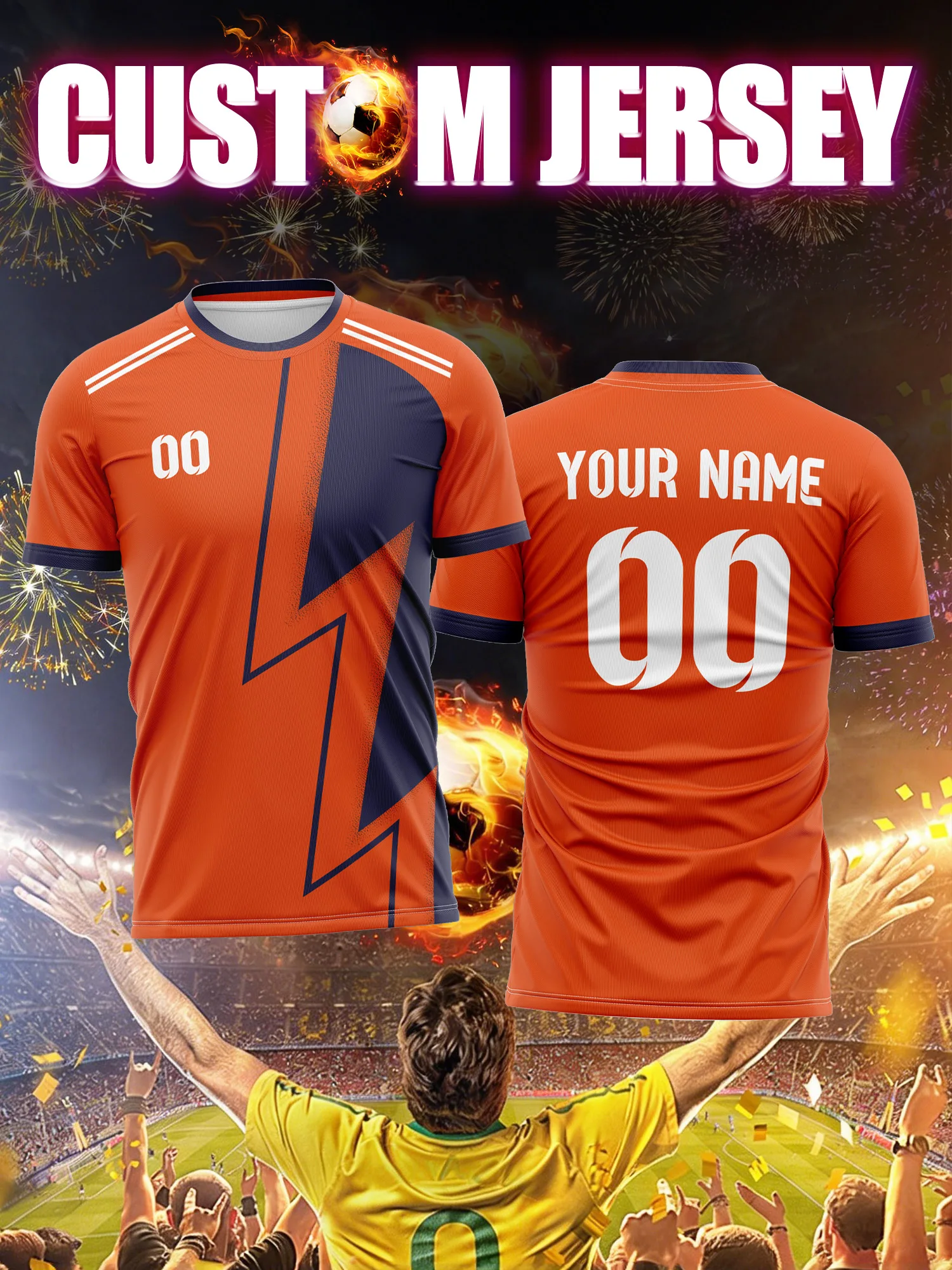Custom Image Number Name Soccer Jersey, Thin Cooling Fabric, Summer Lightweight Soccer Sportswear
Custom Image Number Name Soccer Jersey, Thin Cooling Fabric, Summer Lightweight Soccer Sportswear