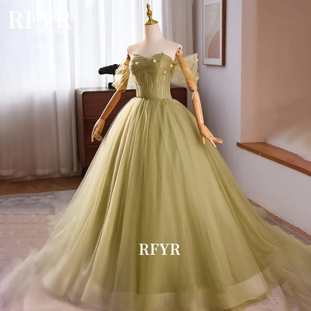 RFYR A Line Party Dress Off Shoulder Prom Dress Pearls Lace Up Back Fluffy Celebrity Evening Gowns vestidos de fiesta Customized
RFYR A Line Party Dress Off Shoulder Prom Dress Pearls Lace Up Back Fluffy Celebrity Evening Gowns vestidos de fiesta Customized